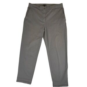 Eileen Fisher Women's Gray Organic Cotton Stretch Twill Ankle Pants Size‎ 14